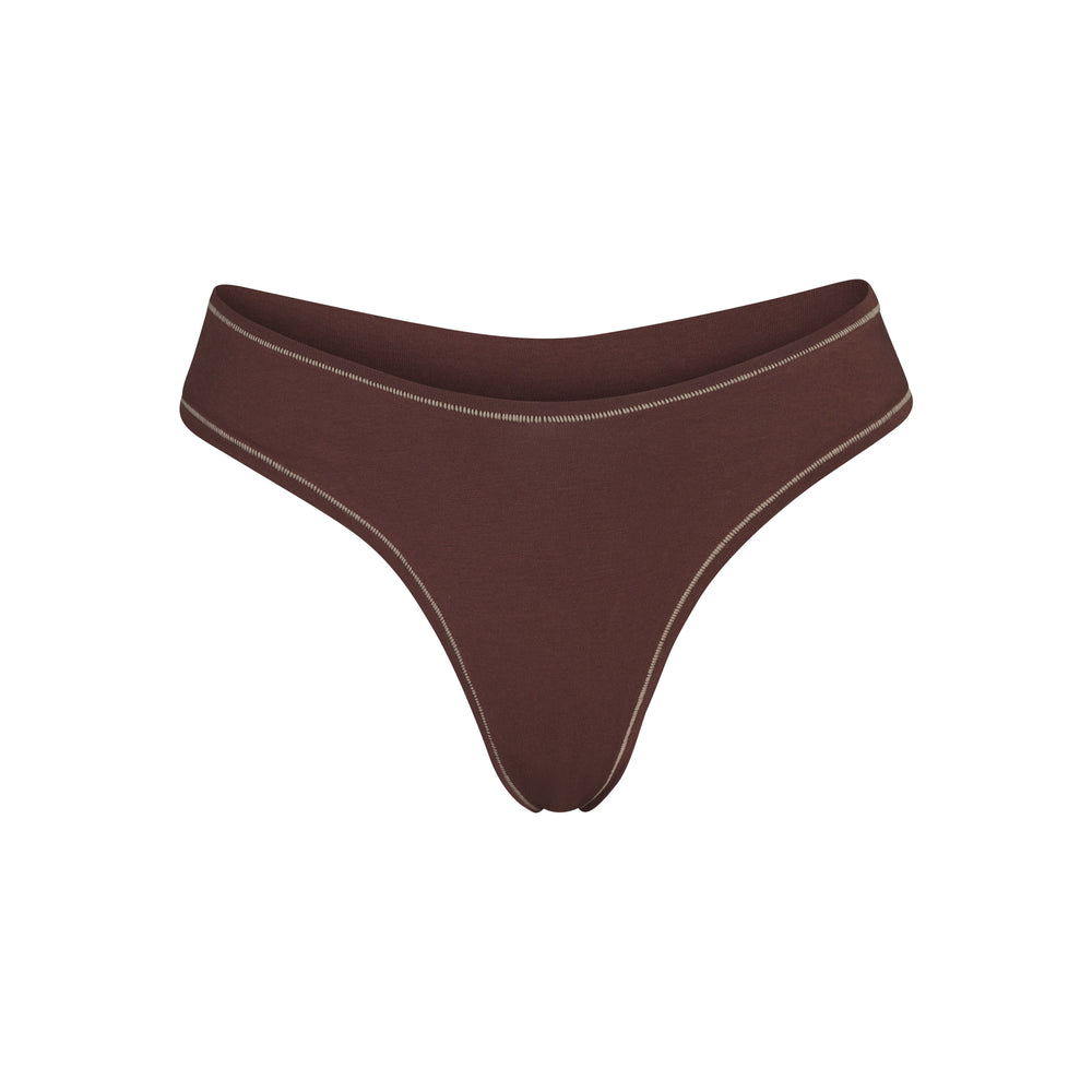 Skims COTTON JERSEY DIPPED Thong Chocola | 60CQZINVW