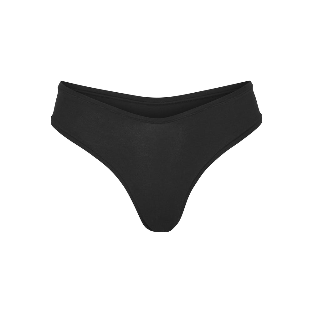 Skims COTTON JERSEY DIPPED Thong Zwart | 54UQZLCJW