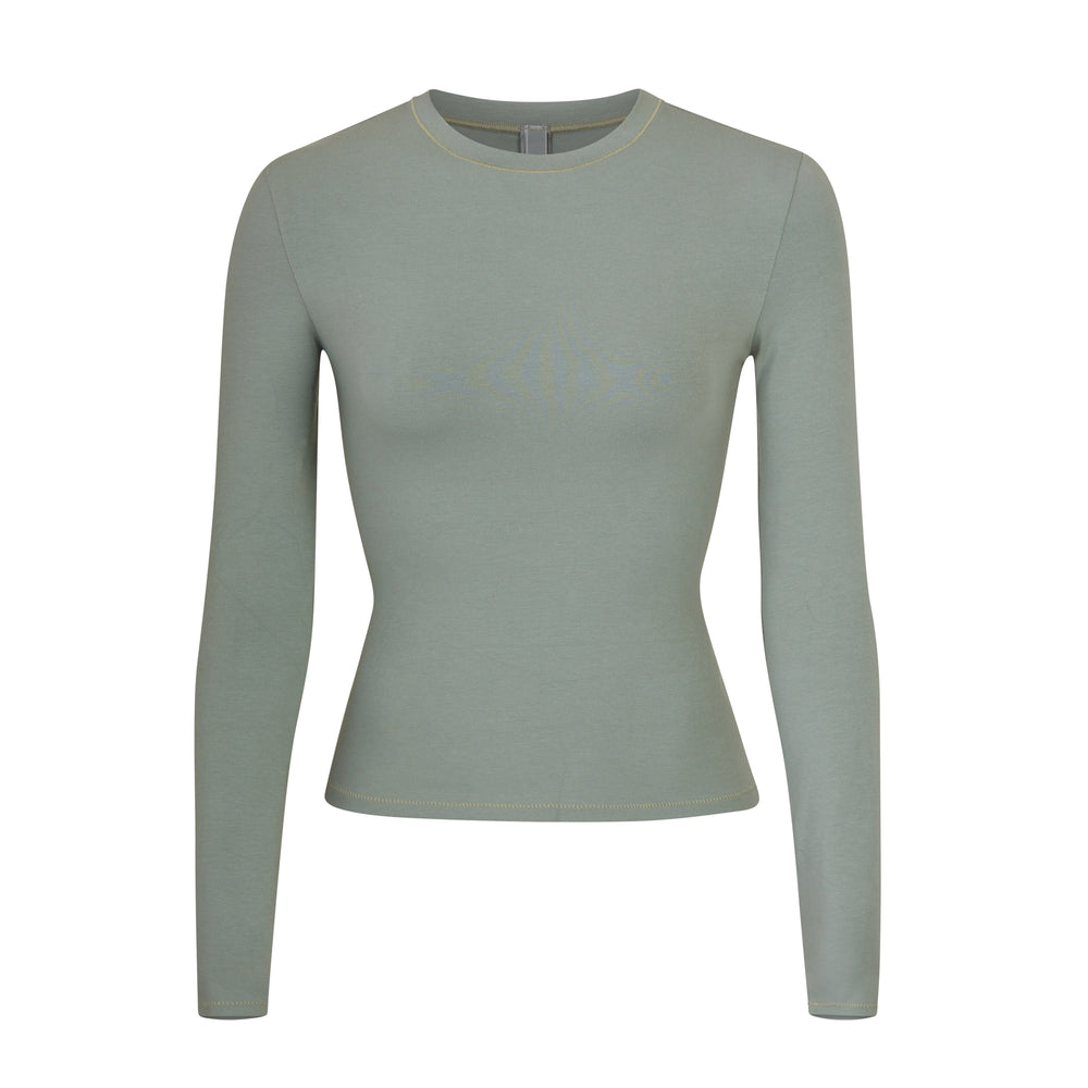 Skims COTTON JERSEY LONG SLEEVE T-shirt Blauw | 59INTJRHU