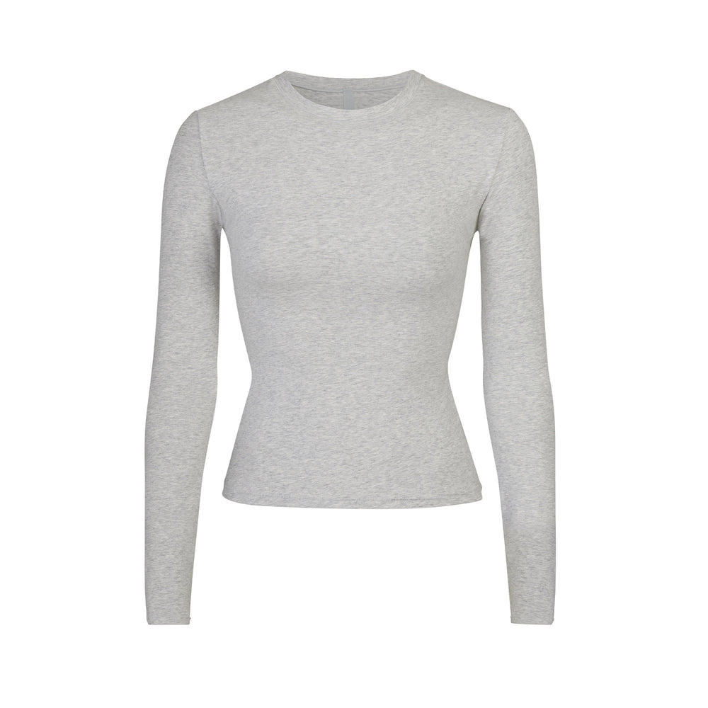 Skims COTTON JERSEY LONG SLEEVE T-shirt Lichtgrijs | 84OYSZVWH