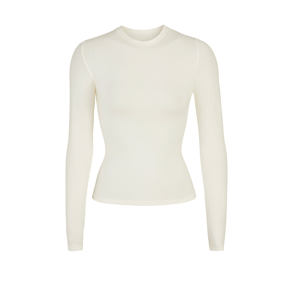 Skims COTTON JERSEY LONG SLEEVE T-shirt Wit | 89ZJVHWIT