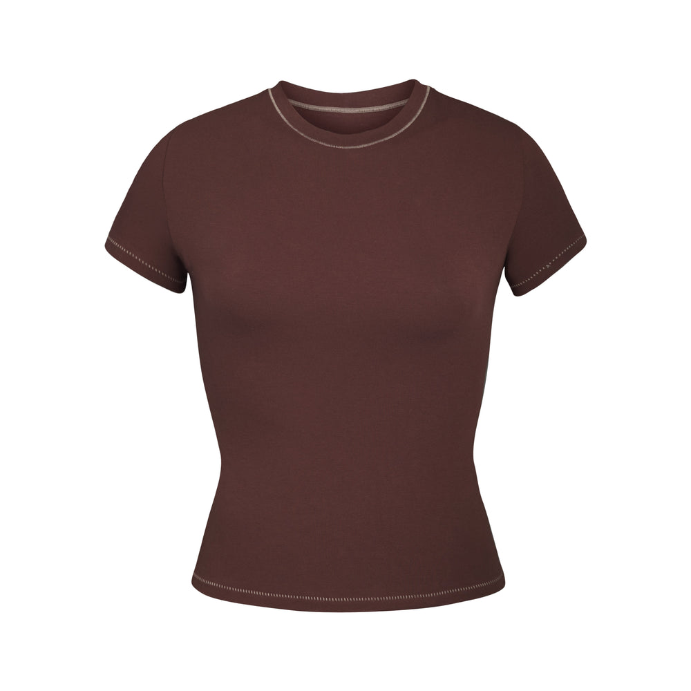 Skims COTTON JERSEY T-shirt Chocola | 85HDTYAIL