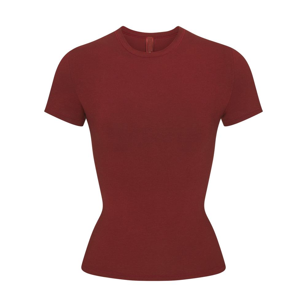 Skims COTTON JERSEY T-shirt Dieprood | 87VSRNBKA