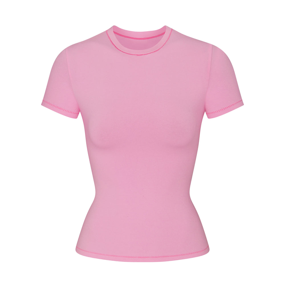 Skims COTTON JERSEY T-shirt Roze | 89NRDXZYL