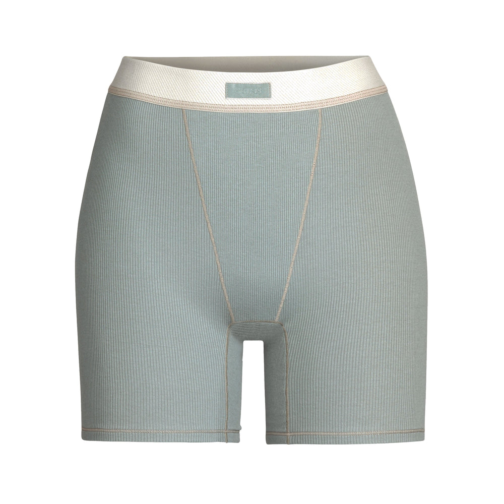 Skims COTTON RIB Boxer Shorts Blauw | 62FOWYSXZ