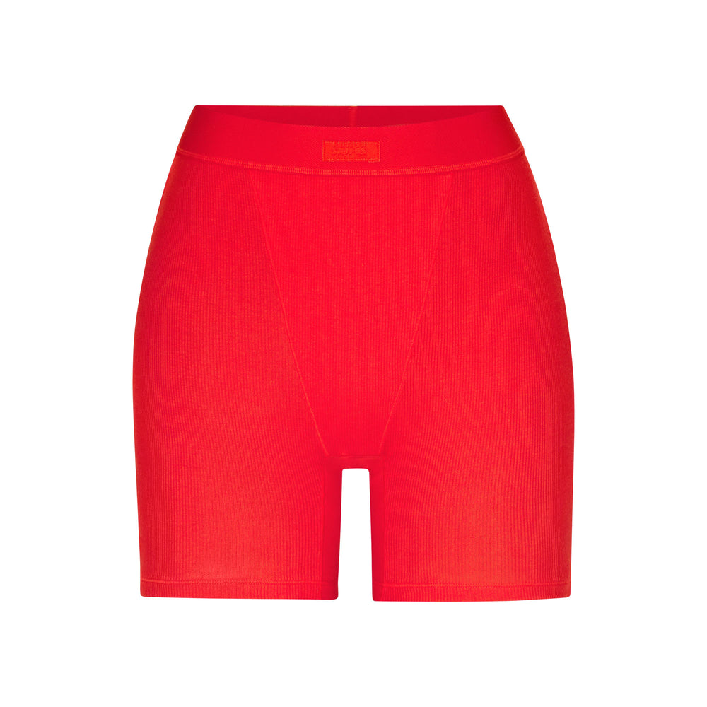 Skims COTTON RIB Boxer Shorts Rood | 05NVCPLME