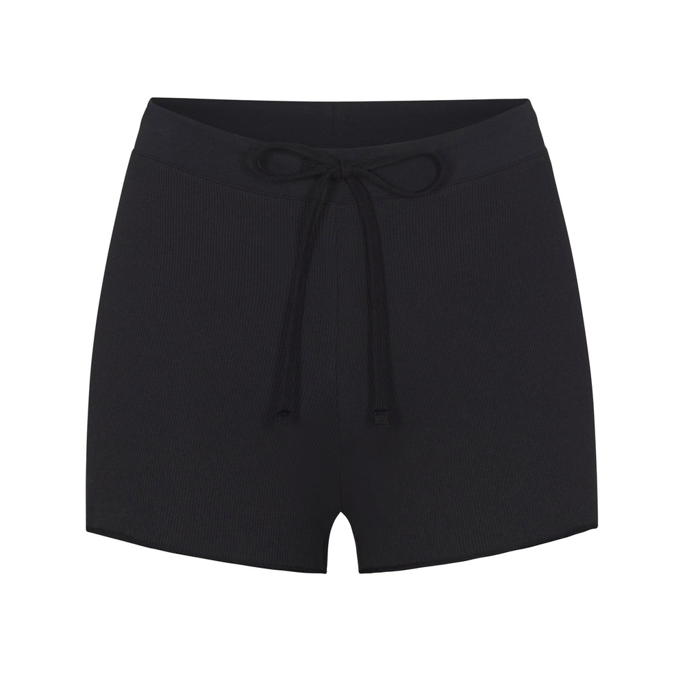 Skims COTTON RIB DRAWSTRING Korte Broek Zwart | 93RHBYJPL