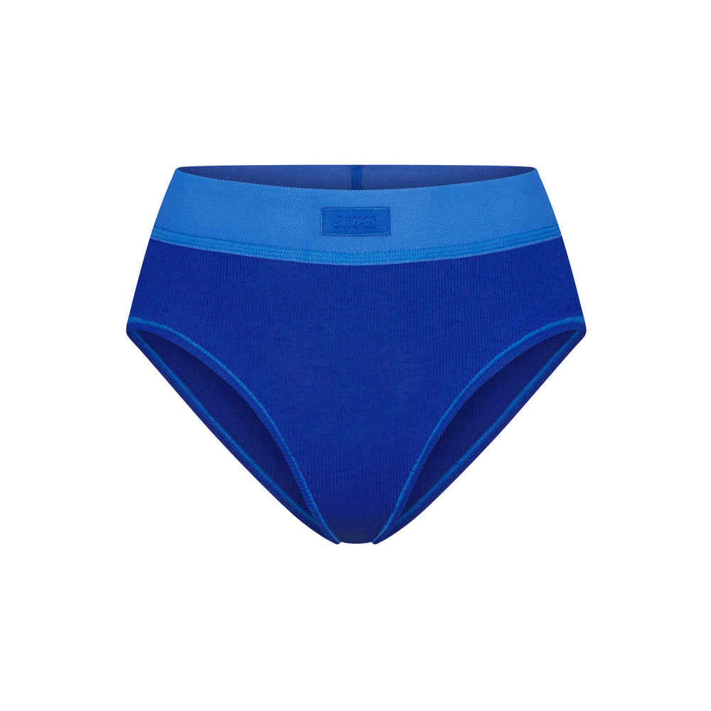 Skims COTTON RIB MID RISE Brief Blauw | 18UKLCVXT