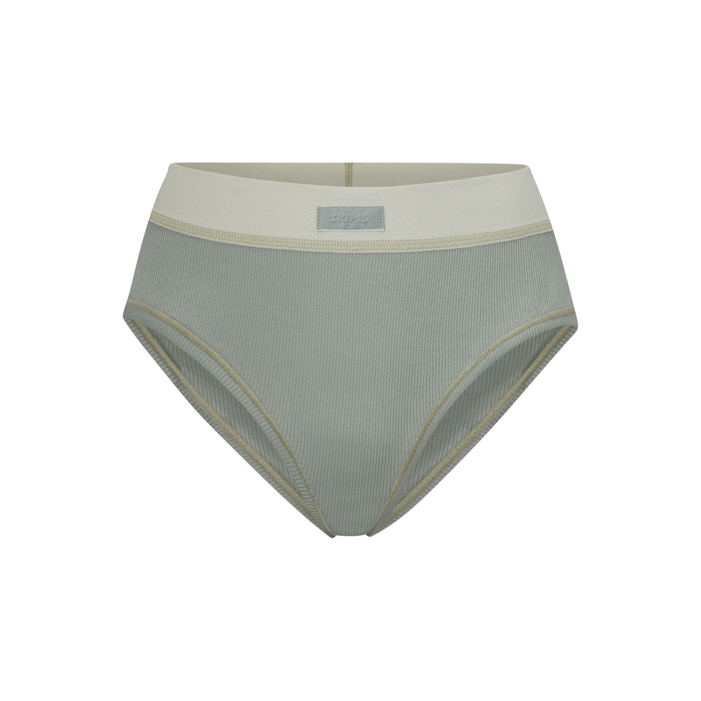 Skims COTTON RIB MID RISE Brief Blauw | 57PDTXUSO