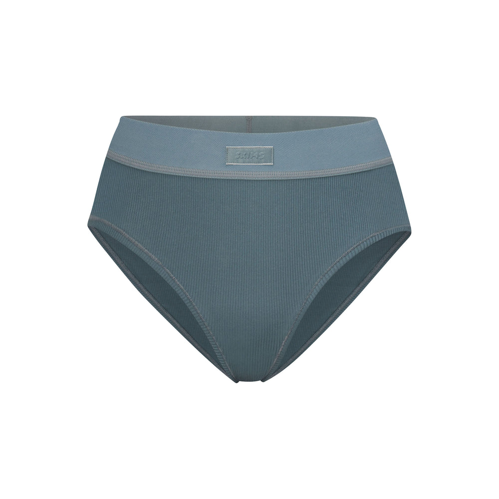 Skims COTTON RIB MID RISE Brief Blauw | 91CVDAYON
