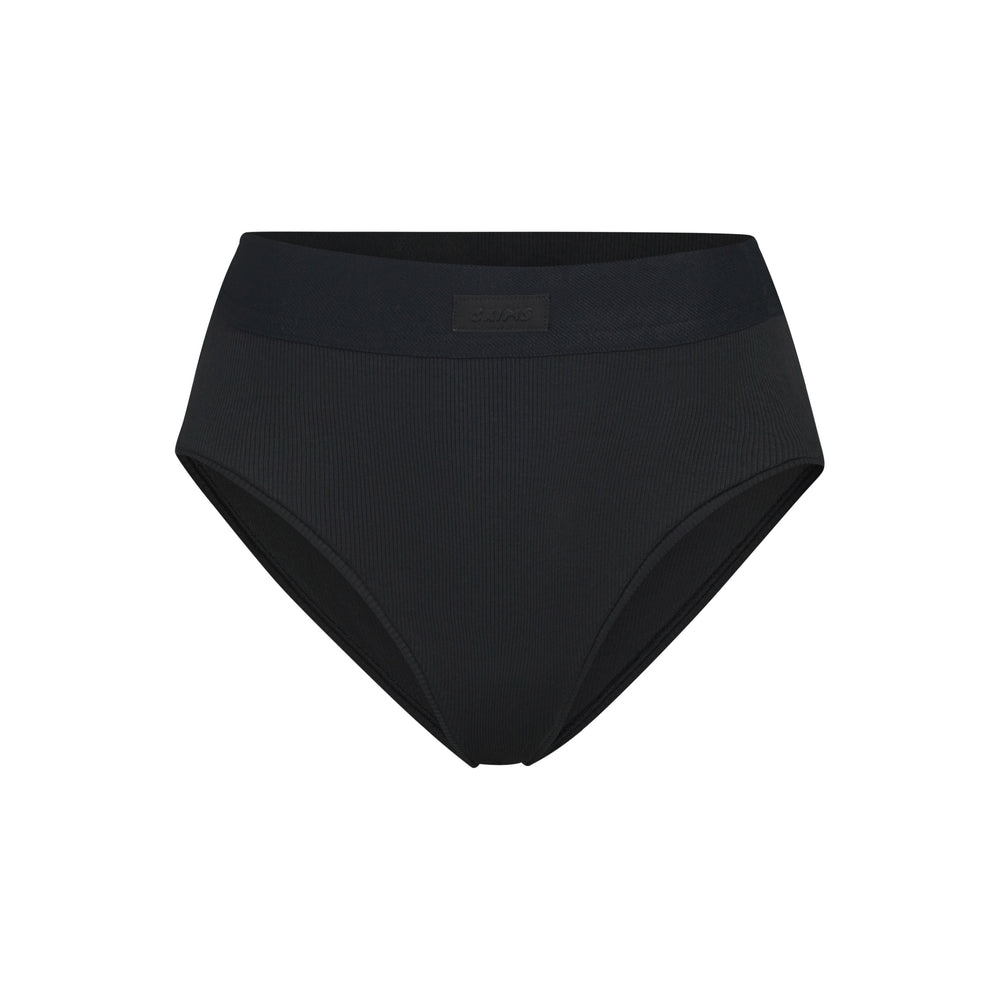 Skims COTTON RIB MID RISE Brief Zwart | 62TGFHWZK