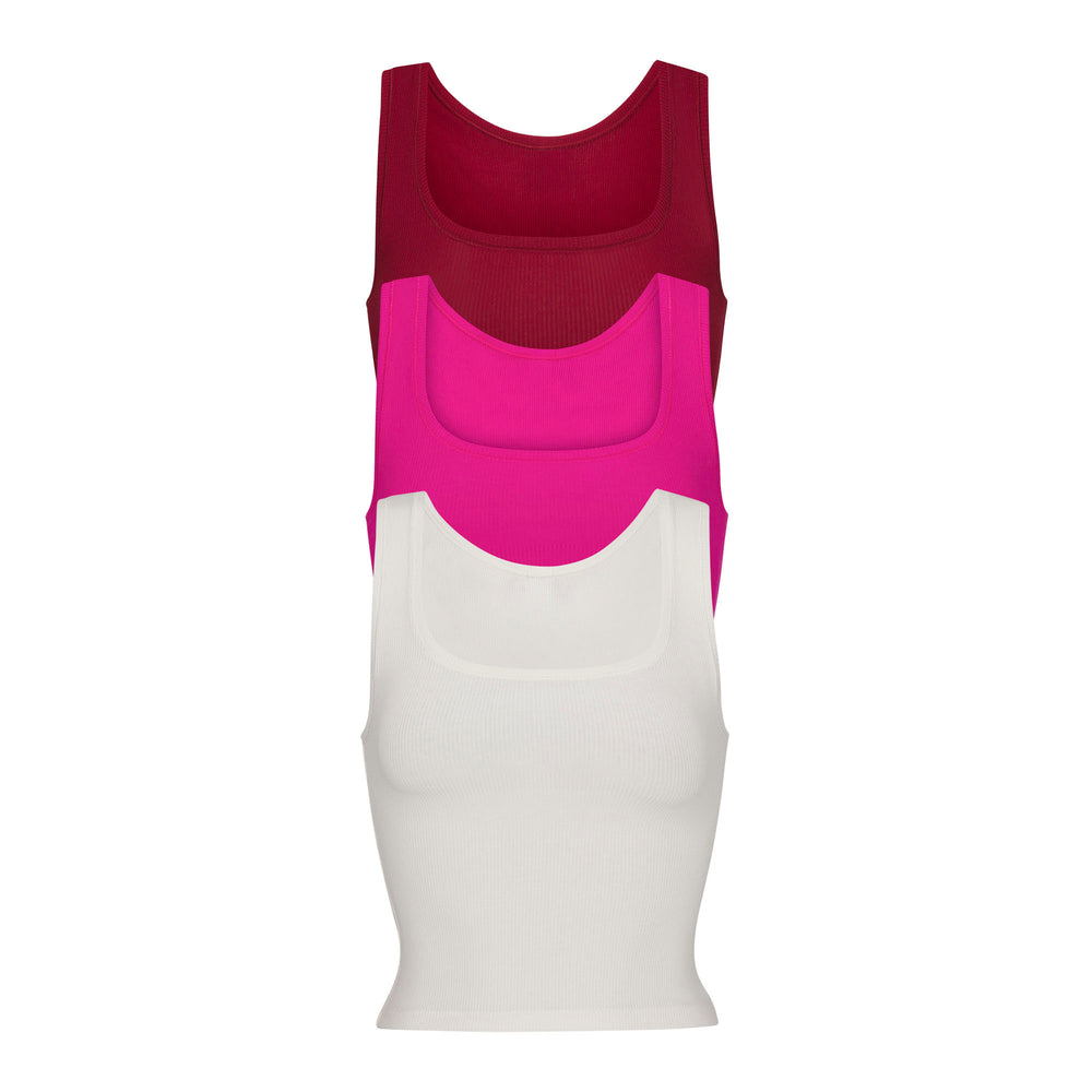Skims COTTON RIB Pack Tank Donkerrood Gekleurd | 37WROTXCM