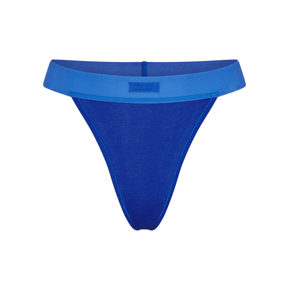 Skims COTTON RIB Thong Blauw | 16JRZFGQT