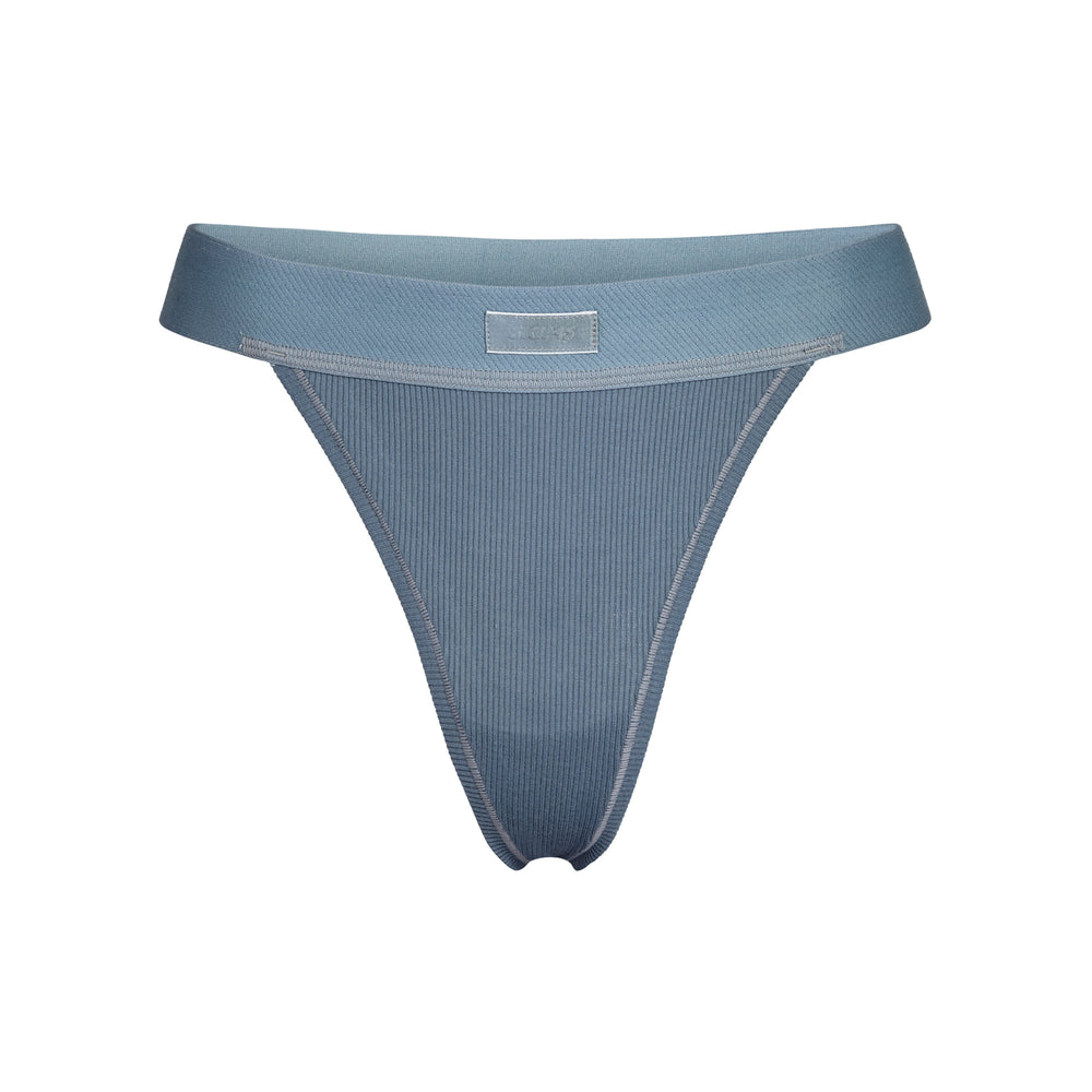 Skims COTTON RIB Thong Blauw | 46YEWGSUN