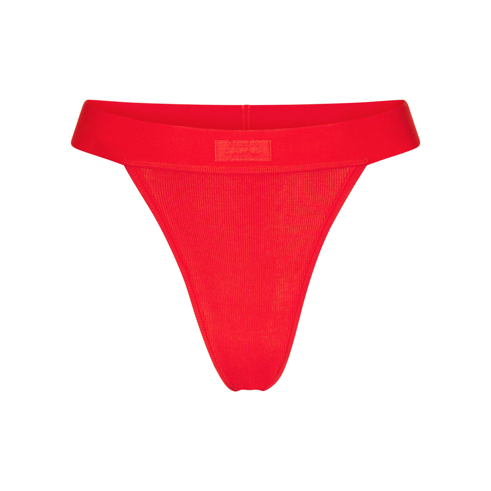 Skims COTTON RIB Thong Rood | 90DYKIGFN