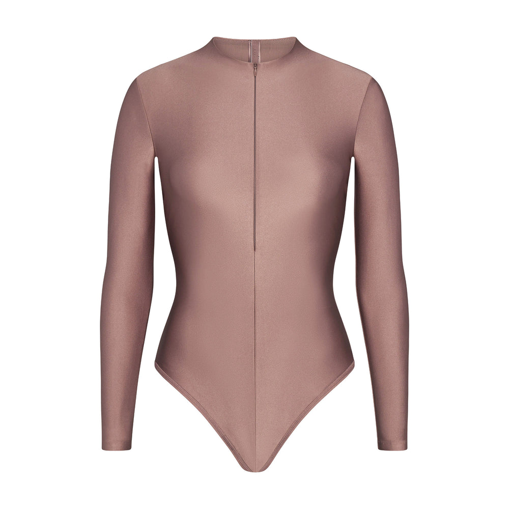Skims DISCO Long Sleeve Bodysuit Bruin | 63KEQOIHR