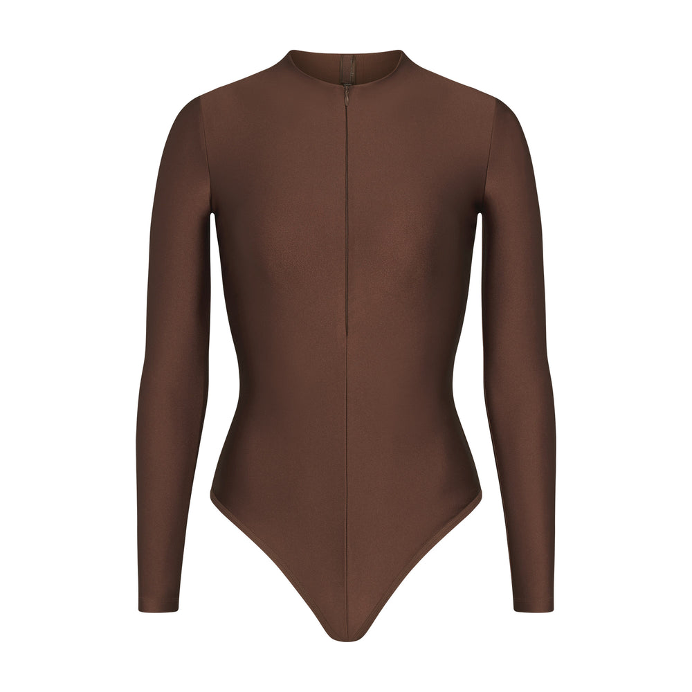 Skims DISCO Long Sleeve Bodysuit Chocola | 48INVPGUW