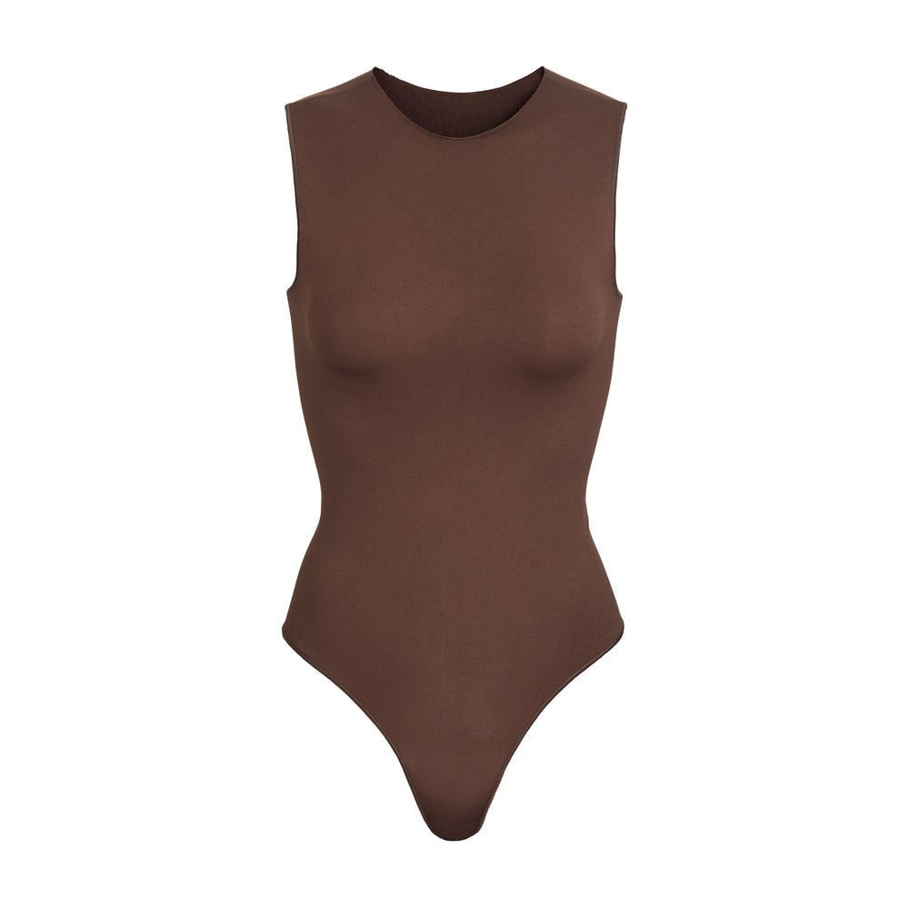 Skims ESSENTIAL CREW NECK Sleeveless Bodysuit Koffie | 75PGDFSEM
