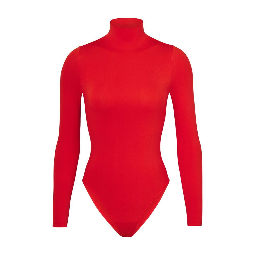 Skims ESSENTIAL MOCK NECK Long Sleeve Bodysuit Rood | 30KWAXNHQ