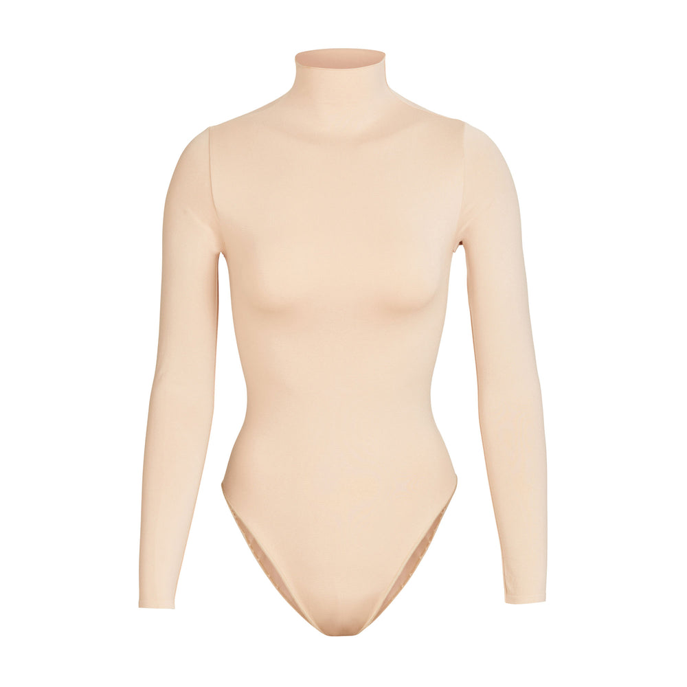 Skims ESSENTIAL MOCK NECK Long Sleeve Bodysuit Bruin Grijs | 45SJMQKLO