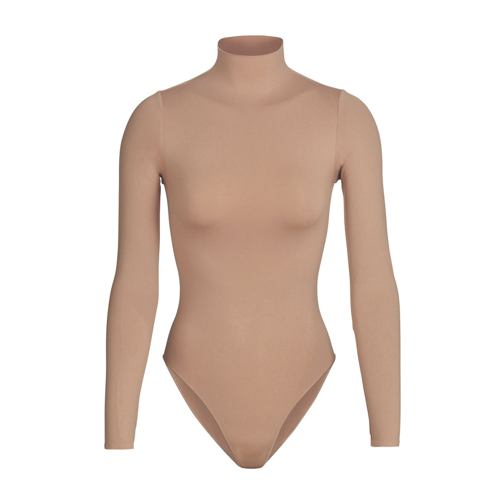 Skims ESSENTIAL MOCK NECK Long Sleeve Bodysuit Abrikoos | 61XLMDWEV