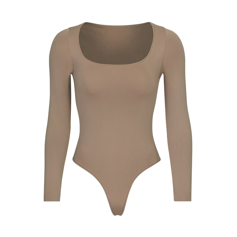 Skims ESSENTIAL SCOOP NECK Long Sleeve Bodysuit Abrikoos | 30OHXIMCT