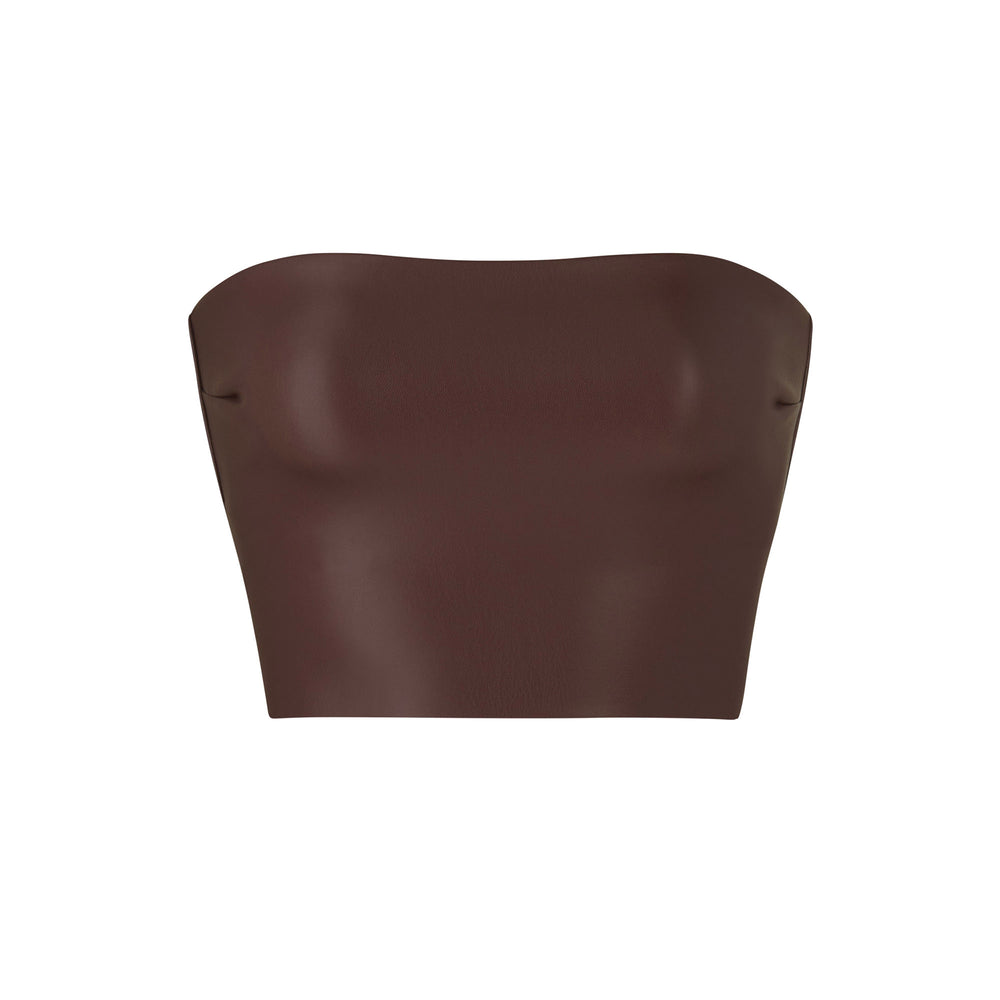 Skims FAUX LEATHER Bandeau Top Chocola | 39OJXPZBM