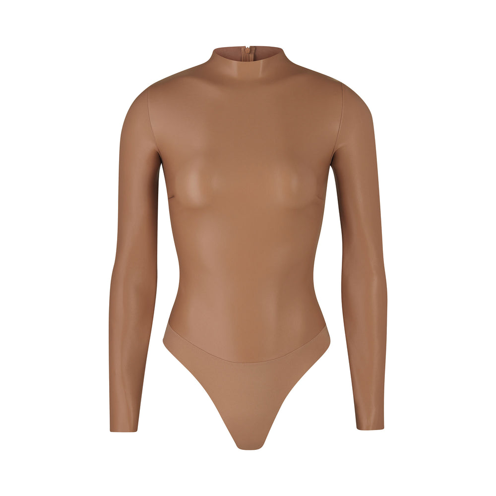 Skims FAUX LEATHER Mock Neck Bodysuit Abrikoos | 04PVXIMRL