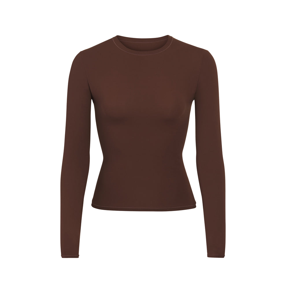 Skims FITS EVERYBODY LONG SLEEVE T-shirt Chocola | 07OTSHQWB