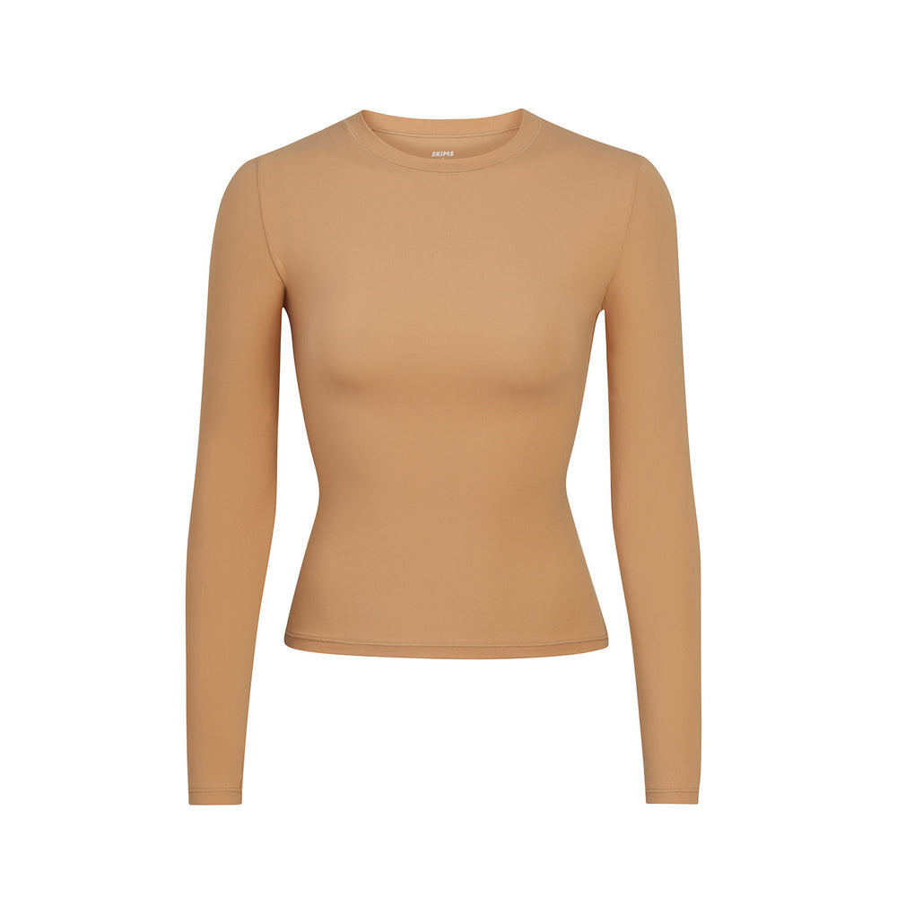 Skims FITS EVERYBODY LONG SLEEVE T-shirt Beige | 49MNUDWJY