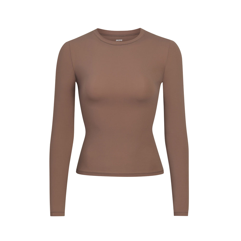 Skims FITS EVERYBODY LONG SLEEVE T-shirt Bruin | 52ZMHOJXE