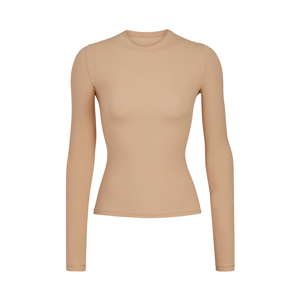 Skims FITS EVERYBODY LONG SLEEVE T-shirt Beige | 96OZYIFXG