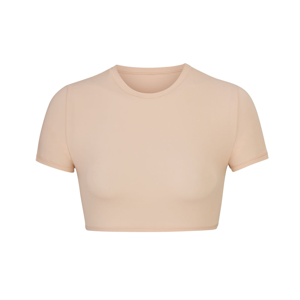 Skims FITS EVERYBODY SUPER CROPPED T-shirt Beige | 07AWUHSQG