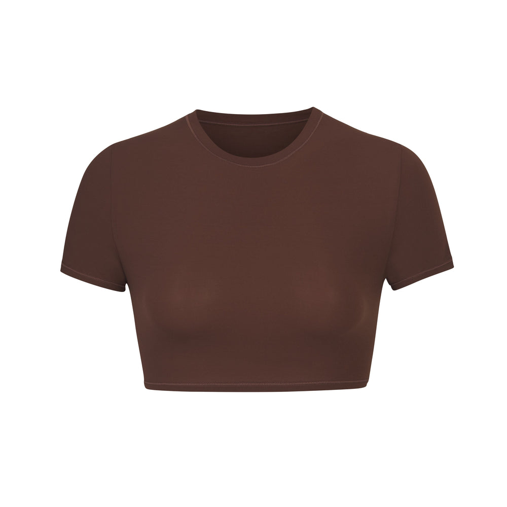 Skims FITS EVERYBODY SUPER CROPPED T-shirt Chocola | 25UPYTGHM