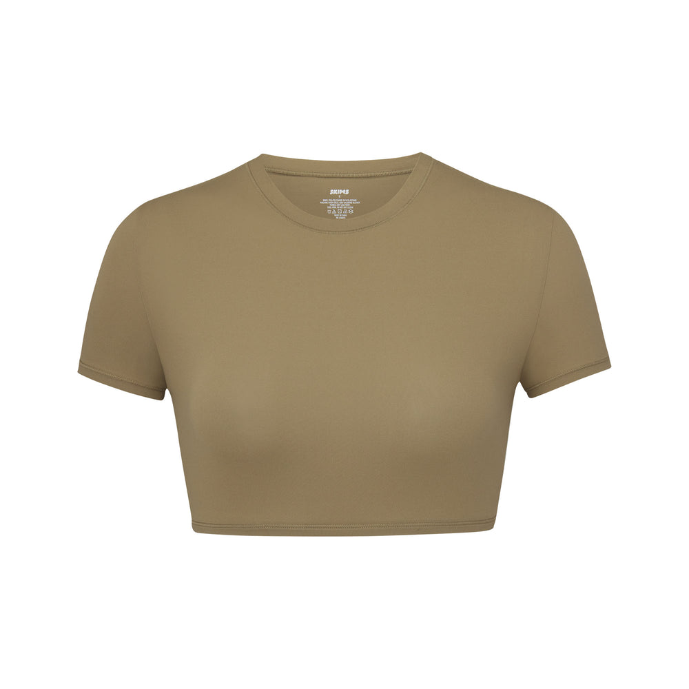Skims FITS EVERYBODY SUPER CROPPED T-shirt Khaki | 49UOBJSAE