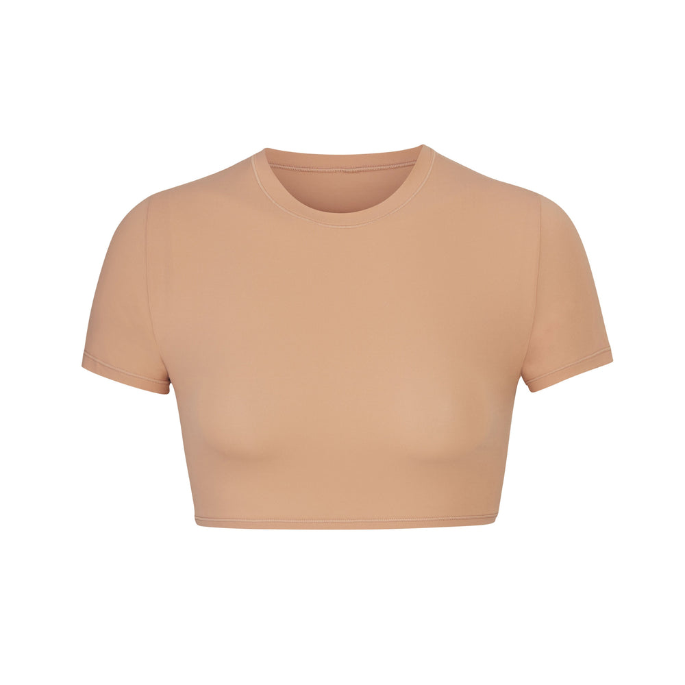 Skims FITS EVERYBODY SUPER CROPPED T-shirt Beige | 72ZXDFBER
