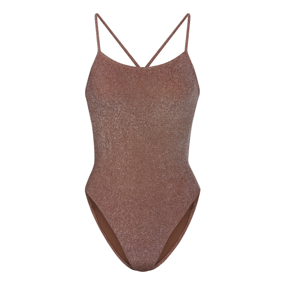 Skims GLITTER SWIM One Piece Bruin | 05CUPIKGQ
