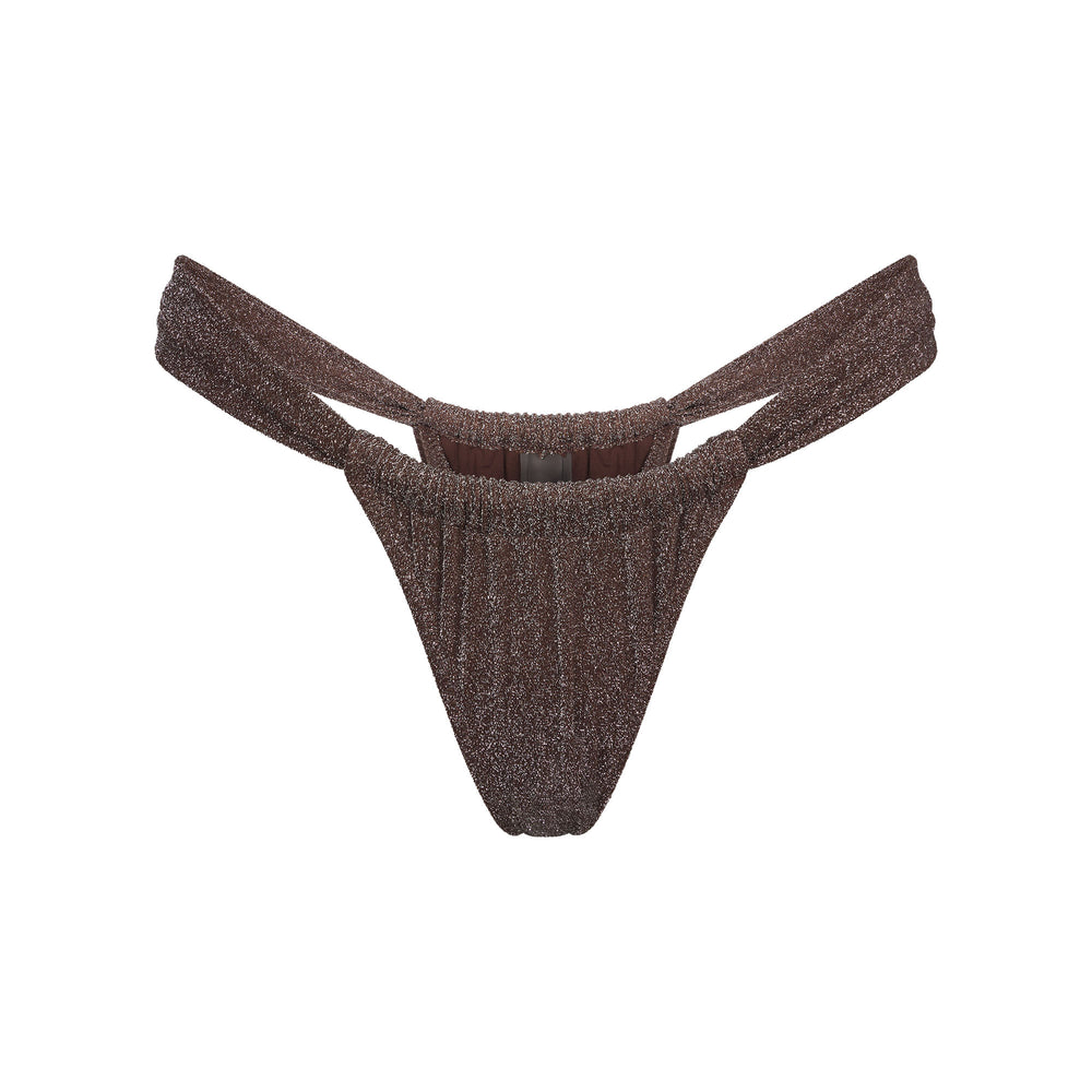 Skims GLITTER SWIM RUCHED BIKINI TANGA Two Pieces Chocola | 15DABTJSF