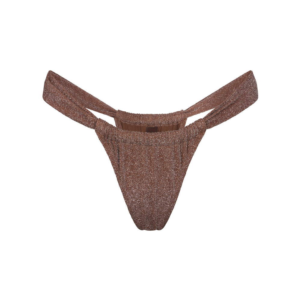 Skims GLITTER SWIM RUCHED BIKINI TANGA Two Pieces Bruin | 67TDRELOS