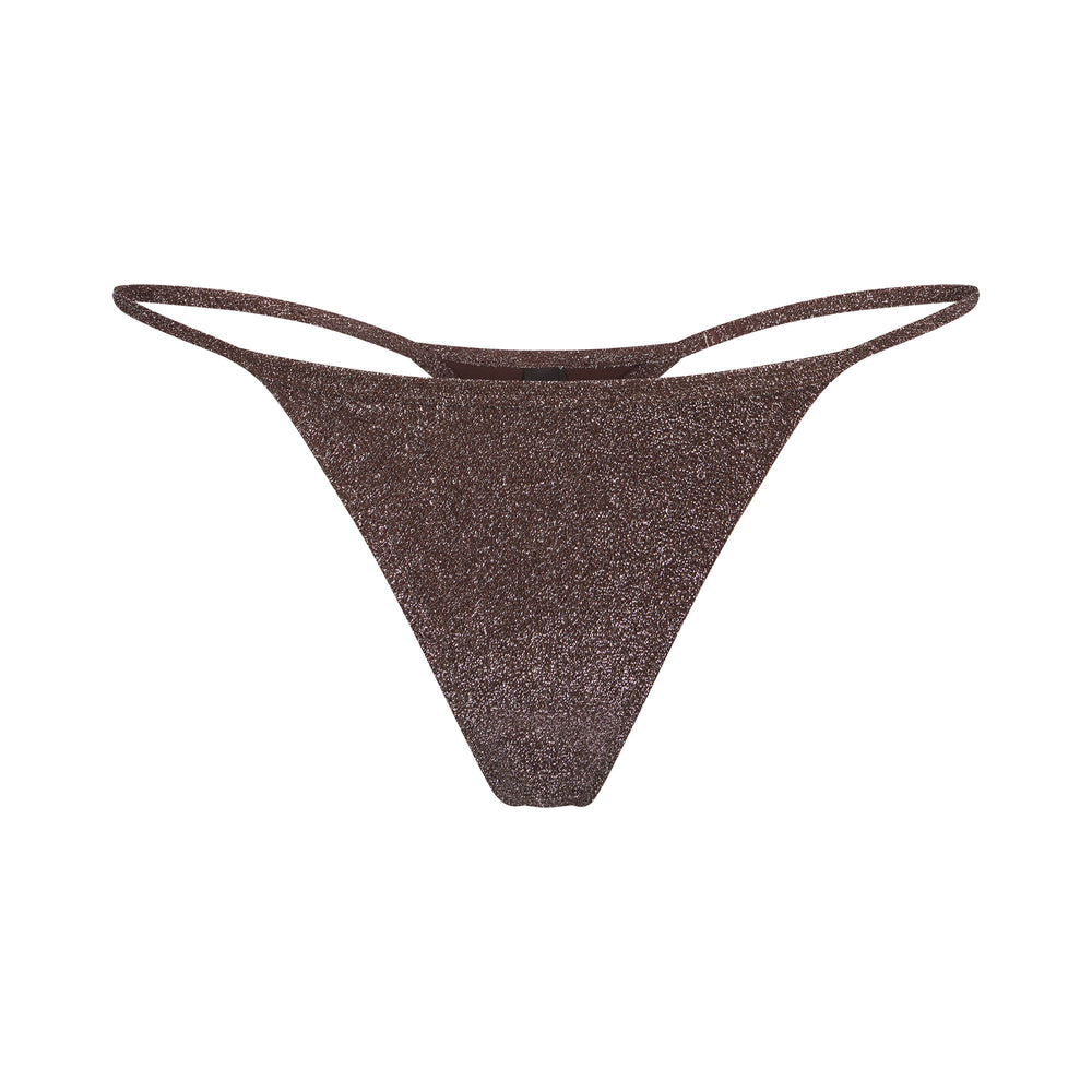 Skims GLITTER SWIM STRING Thong Chocola | 82INLZECB