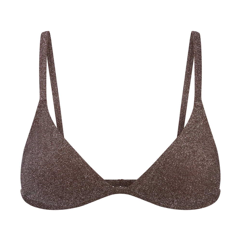 Skims GLITTER SWIM TRIANGLE BIKINI TOP Two Pieces Chocola | 52BMLAUQZ