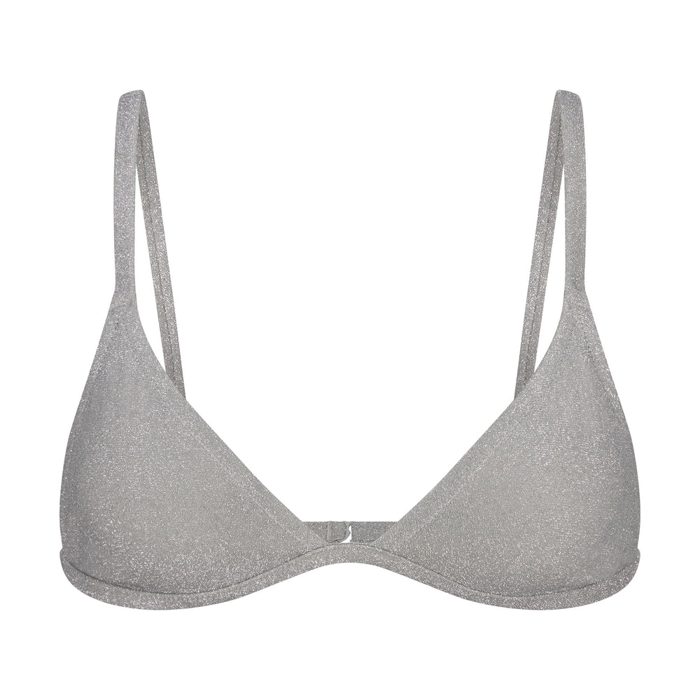 Skims GLITTER SWIM TRIANGLE BIKINI TOP Two Pieces Grijs | 64HQBGFRU