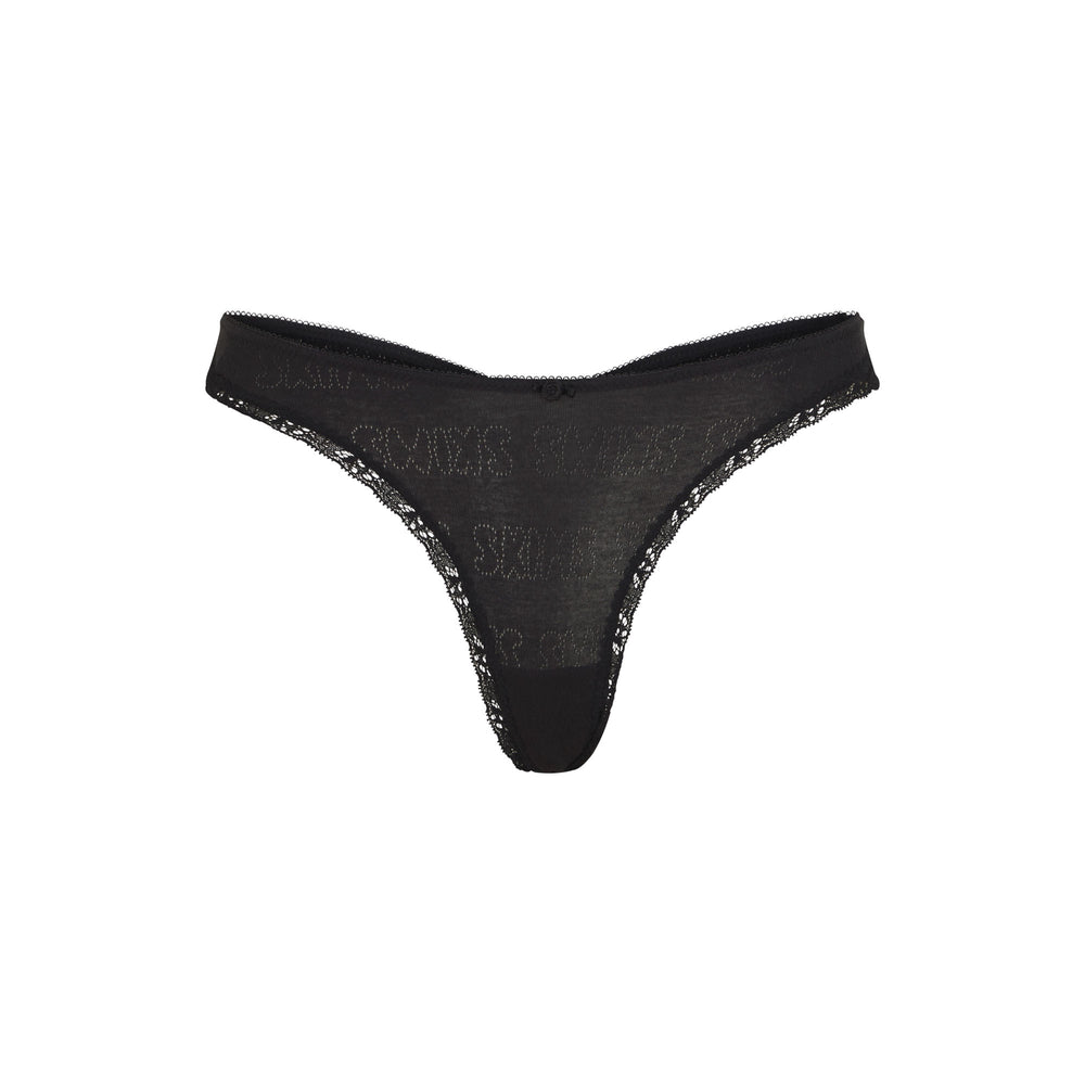 Skims LACE POINTELLE Thong Zwart | 48PYZAWLT