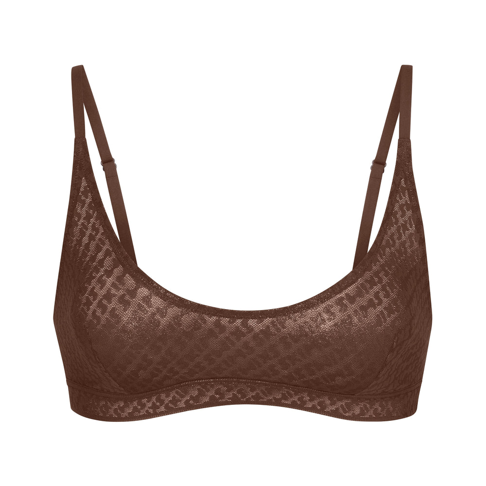 Skims LOGO MESH FOIL SKIMPY TRIANGLE Bralette Chocola | 53VDSFZNA