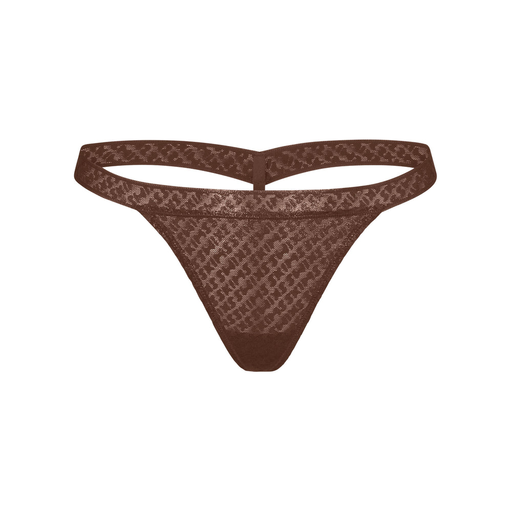 Skims LOGO MESH FOIL SKIMPY Thong Chocola | 87IARCKSP