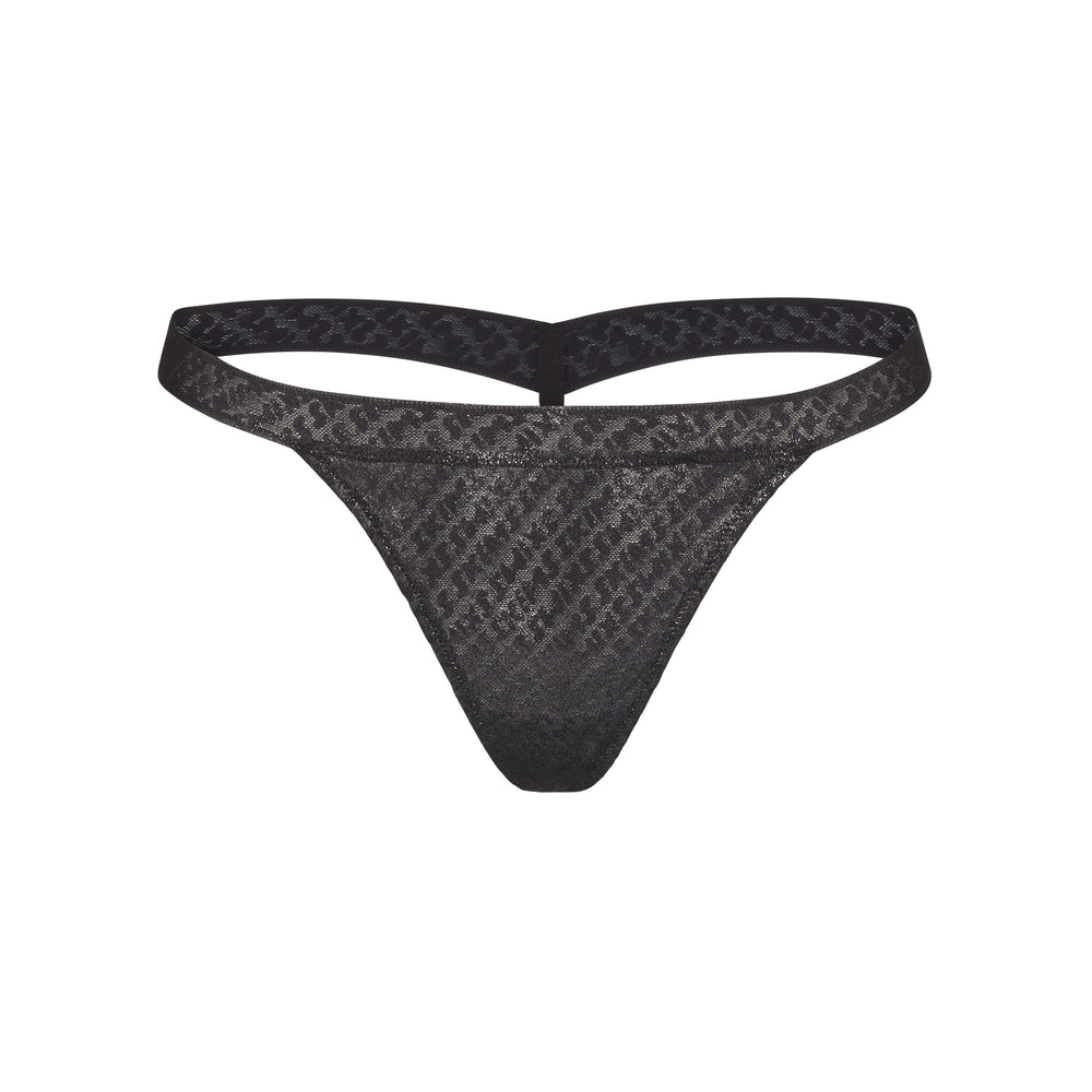 Skims LOGO MESH FOIL SKIMPY Thong Zwart | 63BOWPNHC