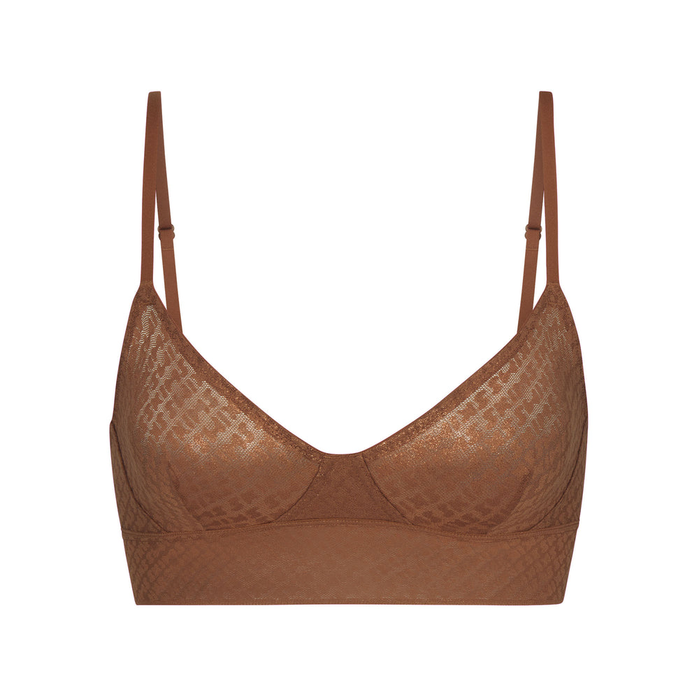 Skims LOGO MESH FOIL TRIANGLE Bralette Bruin | 68PGZNSHC