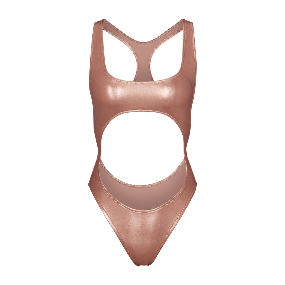 Skims METALLIC SWIM CUT-OUT MONOKINI One Piece Roze Goud | 70XMZNIEC