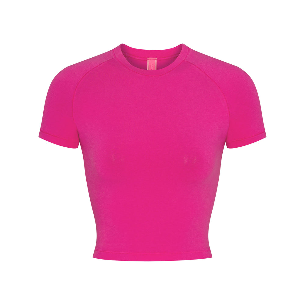 Skims NEW VINTAGE CROPPED RAGLAN T-shirt Fuchsie | 68OXIVSDG