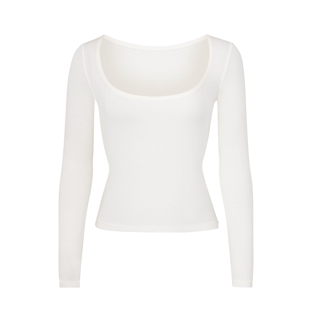 Skims NEW VINTAGE SCOOP LONG SLEEVE T-shirt Wit | 10NZDUQIO
